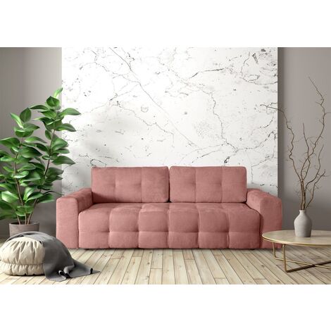 Schlafsofa Designersofa Sofa 3-Sitzer ARIELLE in Stoff Perfect Harmony Altrosa