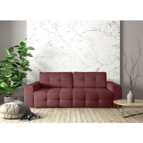 Schlafsofa Designersofa Sofa 3-Sitzer ARIELLE in Stoff Perfect Harmony Bordeauxrot