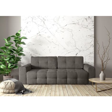 Schlafsofa Designersofa Sofa 3-Sitzer ARIELLE in Stoff Perfect Harmony Charcoal