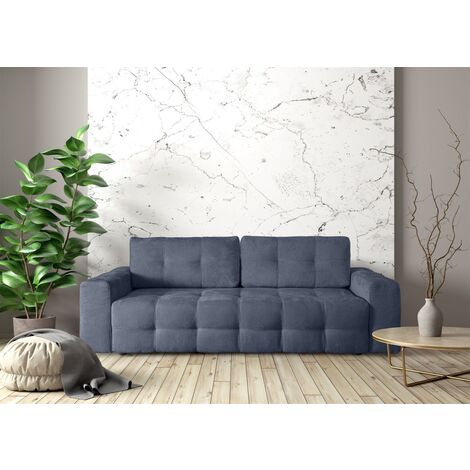 Schlafsofa Designersofa Sofa 3-Sitzer ARIELLE in Stoff Perfect Harmony Dunkelblau