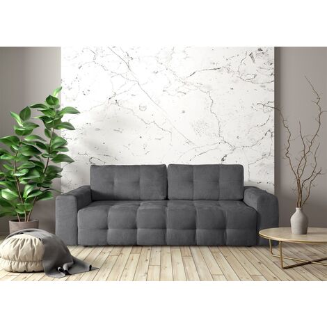 Schlafsofa Designersofa Sofa 3-Sitzer ARIELLE in Stoff Perfect Harmony Grafit