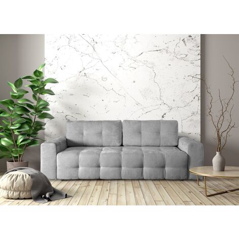 Schlafsofa Designersofa Sofa 3-Sitzer ARIELLE in Stoff Perfect Harmony Grau