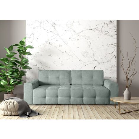 Schlafsofa Designersofa Sofa 3-Sitzer ARIELLE in Stoff Perfect Harmony Salbeigrün
