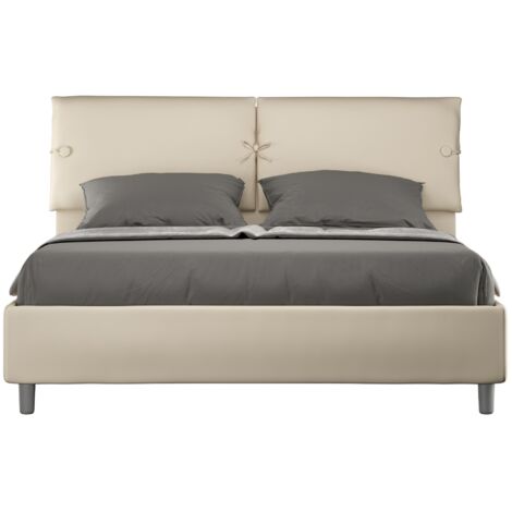 Schlafsofa Doppelbett 160x190 gepolstert Kissen  Farbe: Beige