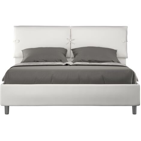Schlafsofa Doppelbett 160x190 gepolstert Kissen  Farbe: Weiß