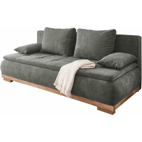 Schlafsofa grau mit Bettkasten 208 x 105 cm - AMBRA - Die Möbelfundgrube