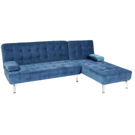 Schlafsofa HHG-729, Couch Ecksofa Sofa, Liegefläche links/rechts Schlaffunktion 236cm Samt blau