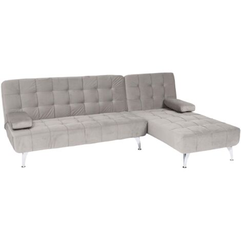 Schlafsofa HHG-729, Couch Ecksofa Sofa, Liegefläche links/rechts Schlaffunktion 236cm Samt grau