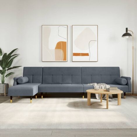 Schlafsofa in L-Form Dunkelgrau 271x140x70 cm Samt vidaXL