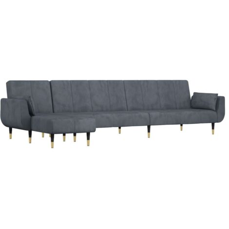 Schlafsofa in L-Form Dunkelgrau 275x140x70 cm Samt vidaXL