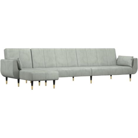 Schlafsofa in L-Form Hellgrau 275x140x70 cm Samt vidaXL