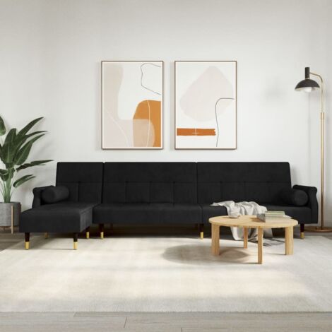 Schlafsofa in L-Form Schwarz 271x140x70 cm Samt vidaXL