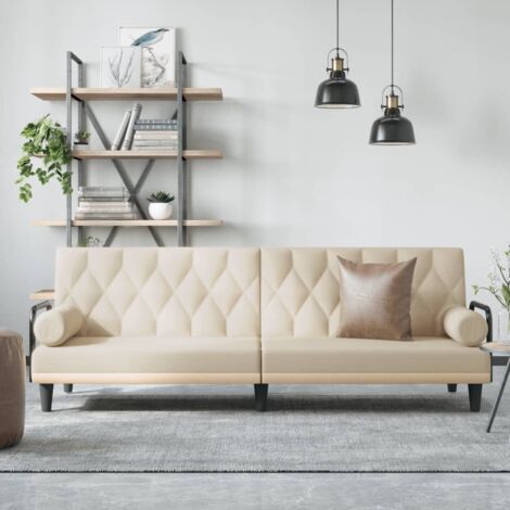 Schlafsofa mit Armlehnen Creme Stoff vidaXL