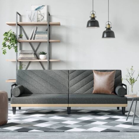 Schlafsofa mit Armlehnen Dunkelgrau Stoff vidaXL