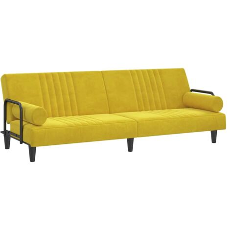 Schlafsofa mit Armlehnen Gelb Samt vidaXL