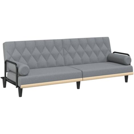Schlafsofa mit Armlehnen Hellgrau Stoff vidaXL