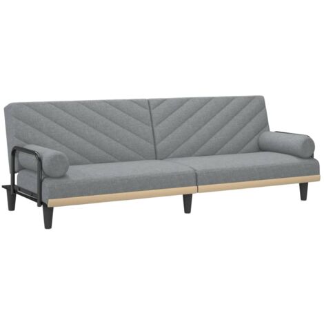 Schlafsofa mit Armlehnen Hellgrau Stoff vidaXL