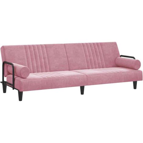 Schlafsofa mit Armlehnen Rosa Samt vidaXL