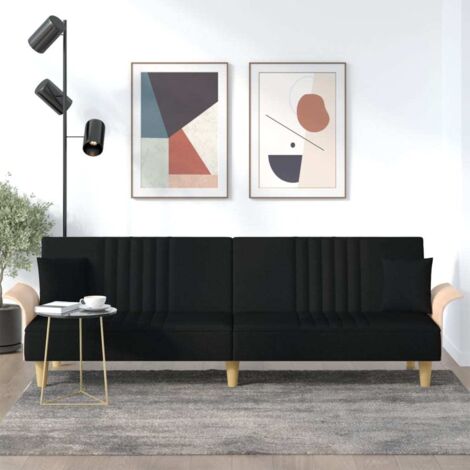 Schlafsofa mit Armlehnen Schwarz Stoff vidaXL
