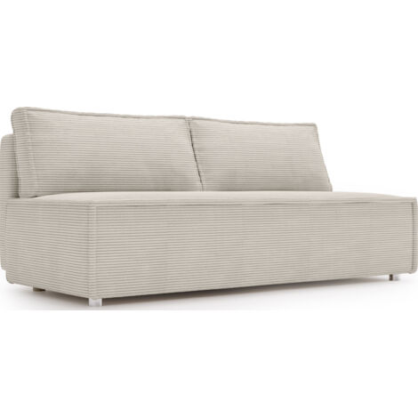 Schlafsofa mit Bettkasten – 3 Sitzer Sofa Couch mit Schlaffunktion, Bettfunktion – Skandinavische Polstercouch im modernen Design – Weicher Cordstoff, Komfortpolsterung – Creme