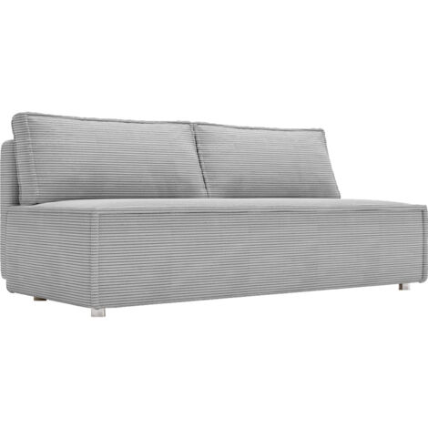 Schlafsofa mit Bettkasten – 3 Sitzer Sofa Couch mit Schlaffunktion, Bettfunktion – Skandinavische Polstercouch im modernen Design – Weicher Cordstoff, Komfortpolsterung – Hellgrau