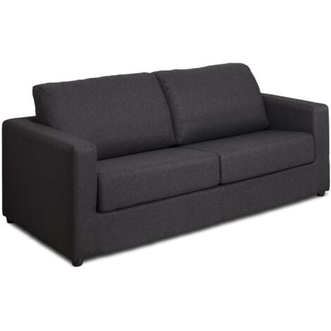 VENTE-UNIQUE Schlafsofa mit Matratze 3-Sitzer - Stoff - Anthrazit - Liegefläche 140 cm - Matratze 14 cm - DONETO