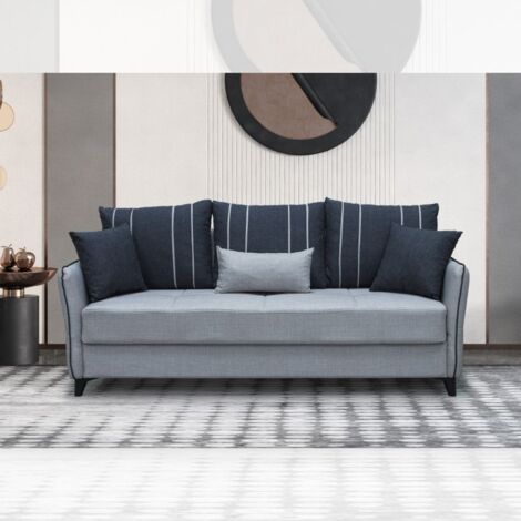 Schlafsofa mit Stauraum in Hellgrau 210x94x80