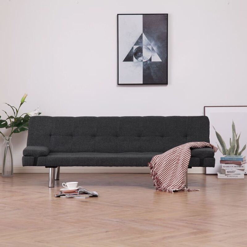 Betterlife - Schlafsofa mit zwei Kissen Dunkelgrau Polyester