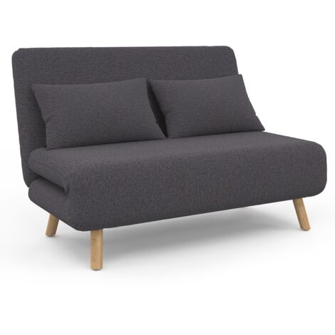 Schlafsofa ROMEO Beistellbett 2-Sitzer 120 x 190 cm Stoff anthrazitgrau