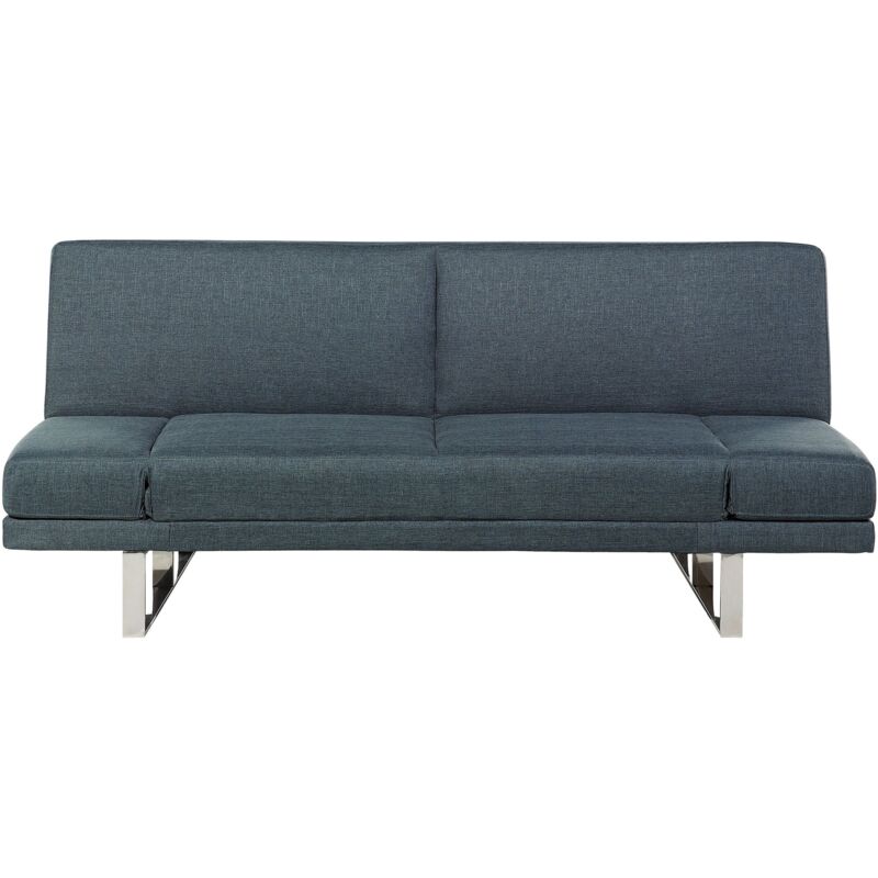 Beliani - Sofa Blau Polsterbezug 2-sitzer Schlaffunktion Verstellbare Armlehnen Skandinavisch Modern Wohnzimmer