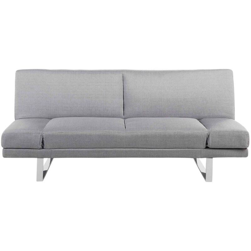Beliani Schlafsofa 2-sitzer York Stoff Hellgrau