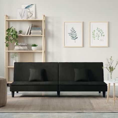 Schlafsofa Schwarz Samt vidaXL