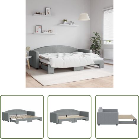 Schlafsofa -  Tagesbett Ausziehbar Hellgrau 80x200 cm Stoff