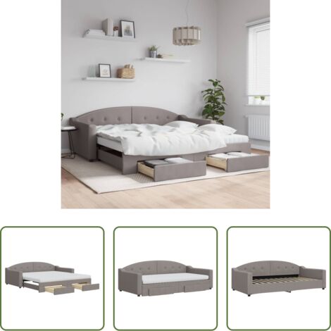 Schlafsofa -  Tagesbett Ausziehbar mit Schubladen Taupe 100x200 cm Stoff