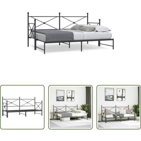 Schlafsofa -  Tagesbett Ausziehbar ohne Matratze Schwarz 90x200 cm Stahl
