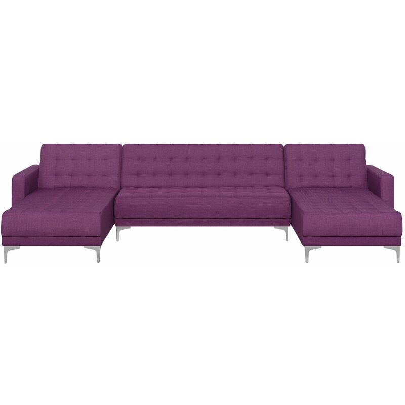 Beliani - Schlafsofa Polsterbezug Violett 5-Sitzer U-förmiges Modernes Design - Violett