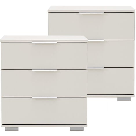 Schlafzimmer 2er Set Nachttisch Nachtschrank, auch für Boxspringbetten geeignet, in weiß ELSTRA-43, B/H/T ca. 52/58/38 cm