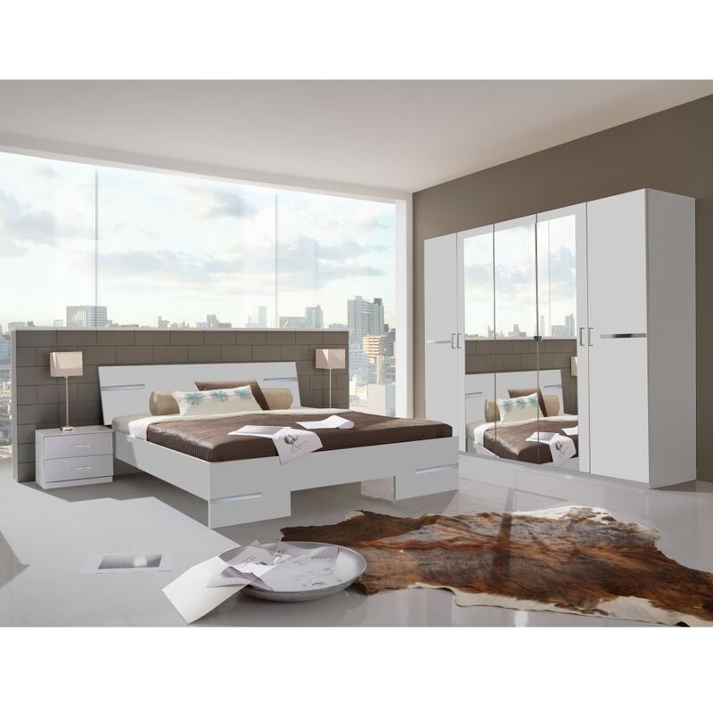 Wimex - Schlafzimmer ANNA Weiß Schlafzimmer Gästezimmer Appartment inkl. Doppelbett, Nachtkommoden und Kleid-'SW14462'