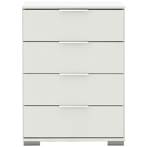 Schlafzimmer Nachttisch Nachtschrank, auch für Boxspringbett geeignet, in weiß ELSTRA-43, B/H/T ca. 52/74/38 cm
