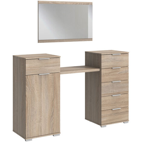 Schlafzimmer Schminktisch mit Spiegel in Eiche sägerau Nb. ELSTRA-43, B/H/T ca. 165/192/41 cm