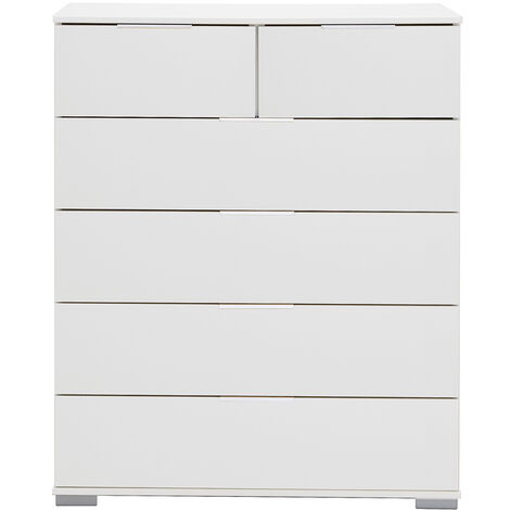 Schlafzimmer Schubkastenkommode in weiß ELSTRA-43, B/H/T ca. 82/102/42 cm
