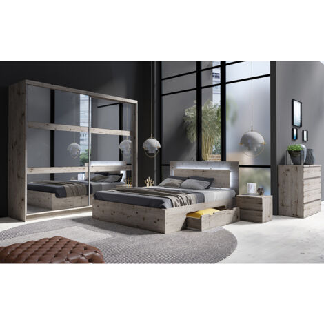Schlafzimmer Set 5-teilig mit Bettgestell 180x200cm in Eiche TORTONA-166
