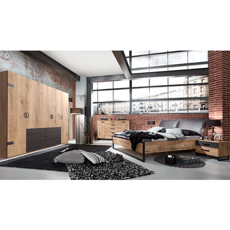 Schlafzimmer Set 5-tlg. DAVENPORT-43 mit Bett 160x200 in Eiche