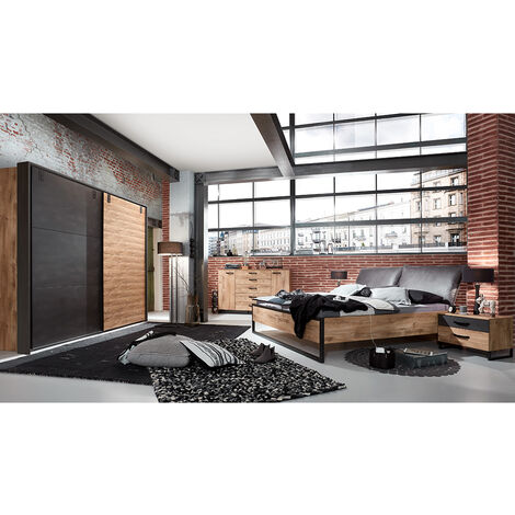 Schlafzimmer Set 5-tlg. DAVENPORT-43 mit Bett 160x200 in Eiche