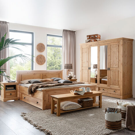 Schlafzimmer Set 7-teilig, Kiefer massiv eichefarben geölt, STEINKJER-69