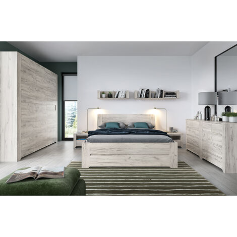 Schlafzimmer Set 8-teilig AMANTEA-129 mit Bett 160x200cm in weiß Eiche