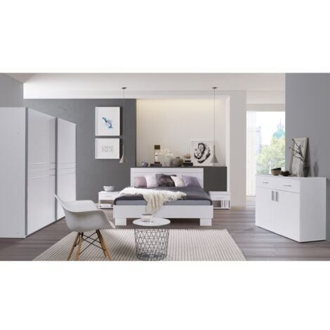 MEUBLORAMA Schlafzimmer-Set COMO. Bett 160X200 cm mit Lattenrost + Nachttische.