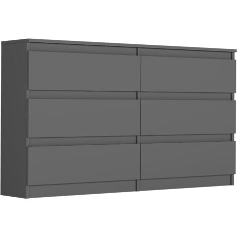Schlafzimmerkommode mit Schubladen Anthrazit, 140 x 30 cm - Modern R140