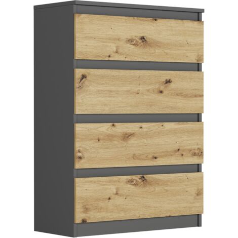 Schlafzimmerkommode mit Schubladen, Anthrazit Mix Artisan - 98 x 40 x 70 cm - Modern R4