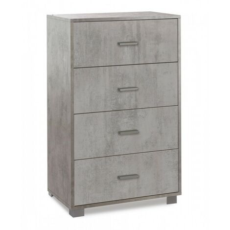 Schlafzimmerkommode mit vier Schubladen Beton Cemento 70x41x H112 cm
